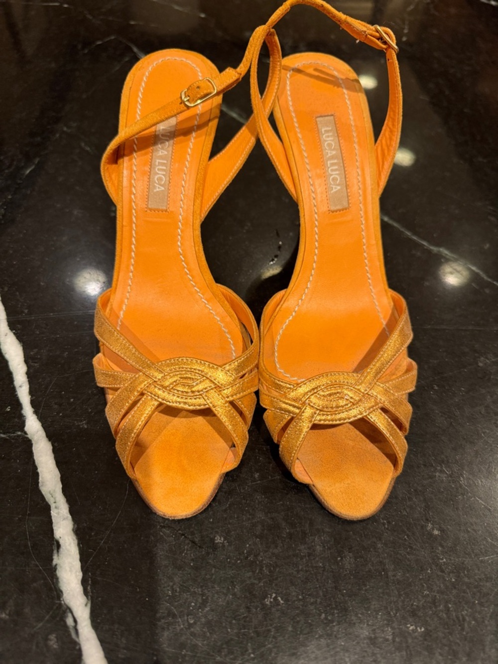 Luca Luca Orange Knotted Strap Heeled Sandals